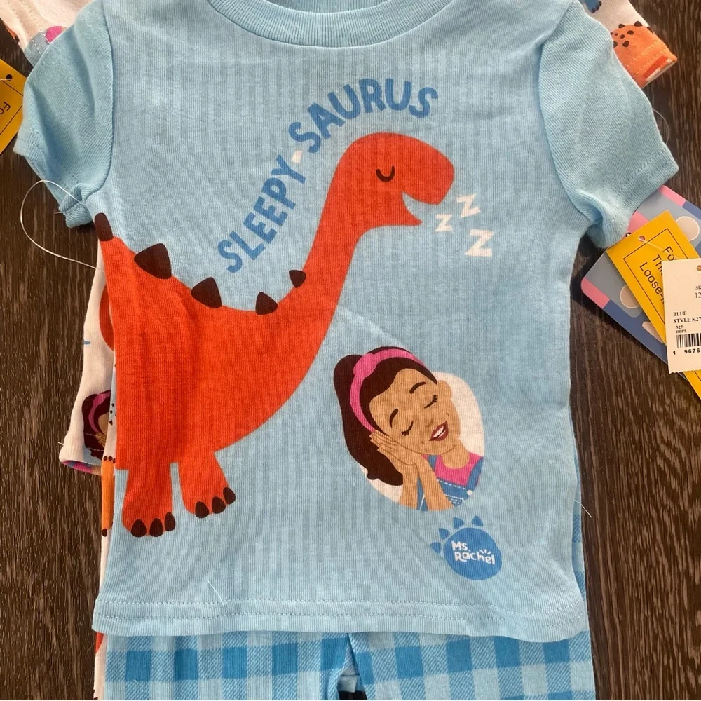 Ms. Rachel Toddler Boys Dinosaur Snug Fit 4-Piece Pajama Set 12 Months